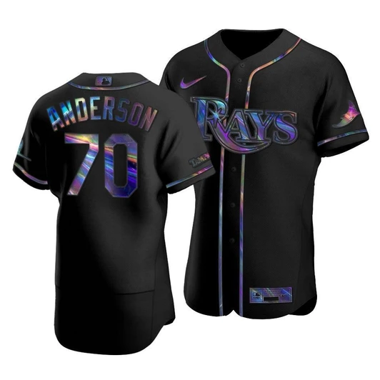 Tampa Bay Rays Nick Anderson #70 Iridescent Logo Holographic Limited Jersey Black
