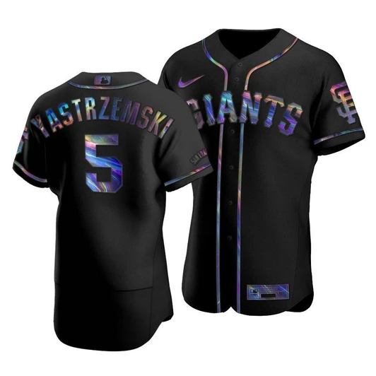 Men'S San Francisco Giants Mike Yastrzemski #5 Iridescent Logo Holographic Limited  Jersey Black