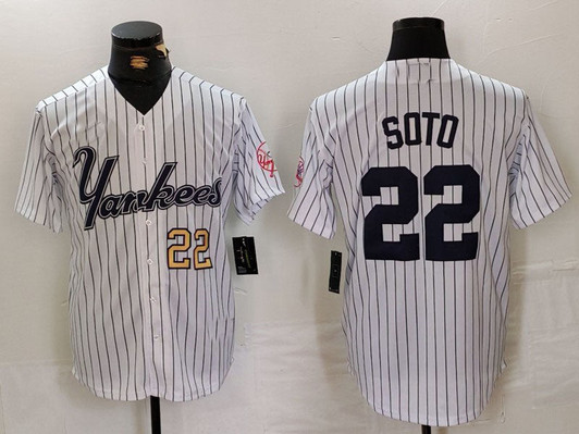 Juan Soto #22 New York Yankees Pinstripe Fashion Limited Cool Base Baseball Jersey - White
