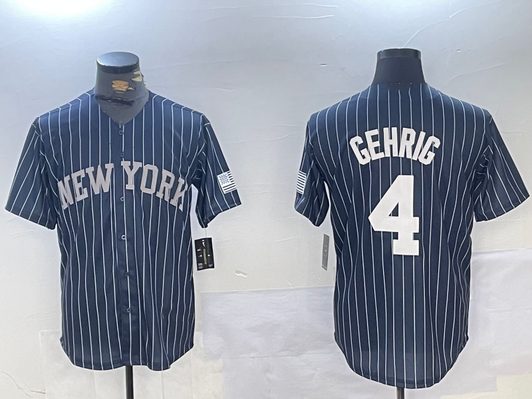 Lou Gehrig #4 New York Yankees Pinstripe Fashion Limited Cool Base Baseball Jersey - Navy