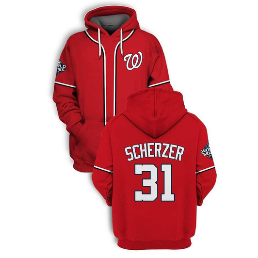 Washington Nationals Max Scherzer #31 Mlb 3D Red Jersey Style Gift For Nationals Fans Hoodie