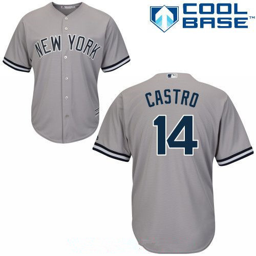 New York Yankees #14 Majestic Mens Starlin Castro Road Limited Cool Base Jersey - Gray