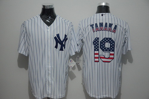 New York Yankees #19 Mens Masahiro Tanaka Usa Flag Fashion Limited Baseball Jersey - White