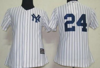 New York Yankees #24 Womens Cano Black Pinstripe Limited Jersey - White