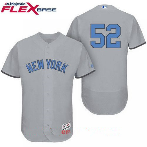 New York Yankees #52 Majestic Mens Cc Sabathia Baby Blue Fathers Day Limited Flex Base Jersey - Gray