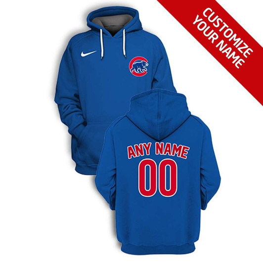 Chicago Cubs #00 3D Personalized Blue Jersey Style Gift With Custom Number Name For Cubs Fans Hoodie