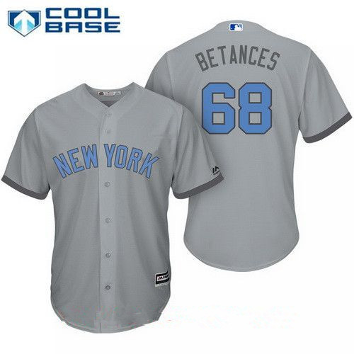 New York Yankees #68 Majestic Mens Dellin Betances Baby Blue Fathers Day Limited Cool Base Jersey - Gray