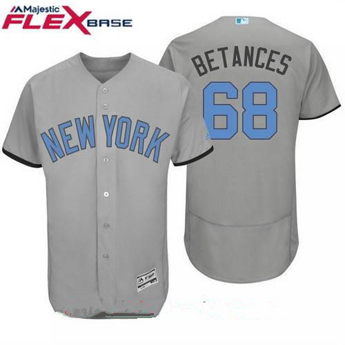 New York Yankees #68 Majestic Mens Dellin Betances Name Baby Blue Fathers Day Limited Flex Base Jersey - Gray