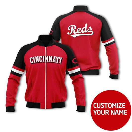 Cincinnati Reds #00 Personalized Red Jersey Style Gift With Custom Number Name For Reds Fans Bomber Jacket