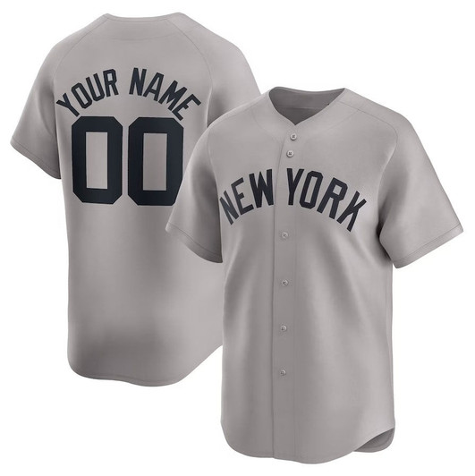 New York Yankees Away Limited Stitches Baseball Jerseys Custom Jersey - Gray