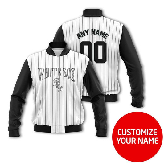 Chicago White Sox #00 Personalized White Jersey Style Gift With Custom Number Name For White Sox Fans Bomber Jacket