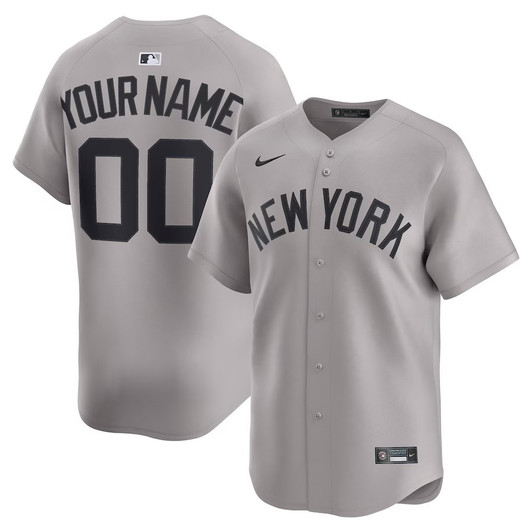 New York Yankees Custom Away Limited Jersey - Gray