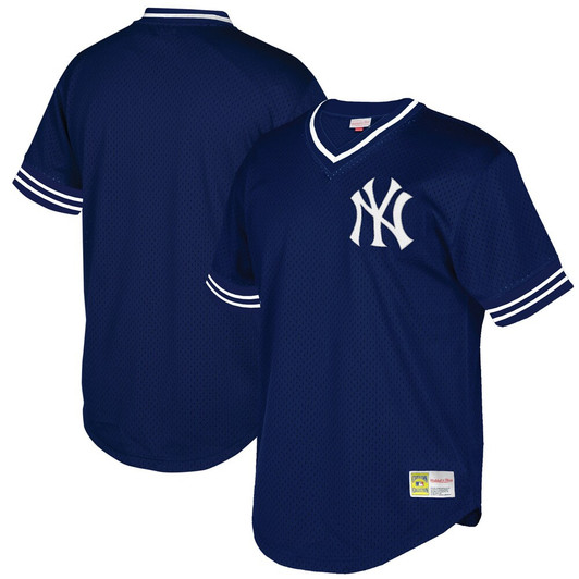New York Yankees Mitchell Ness Tall Big Mesh V Neck Limited Jersey - Navy