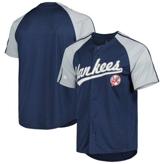 New York Yankees Stitches Button-Down Raglan Fashion Limited Jersey - Navy
