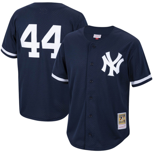 Reggie Jackson #44 New York Yankees Mitchell Ness Cooperstown Mesh Batting Practice Button-Up Limited Jersey - Navy