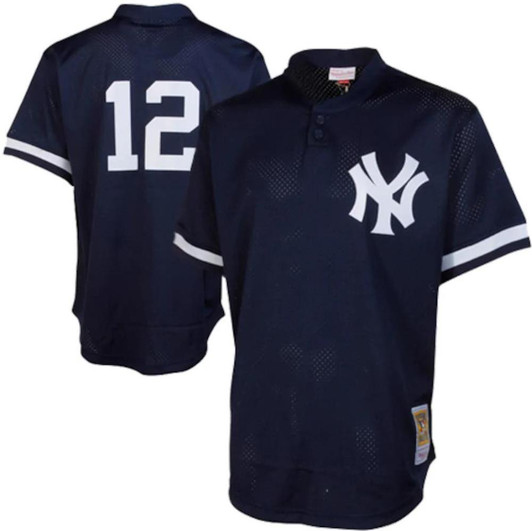 Wade Boggs #12 New York Yankees Throwback Mesh Pullover Limited Jersey - Navy