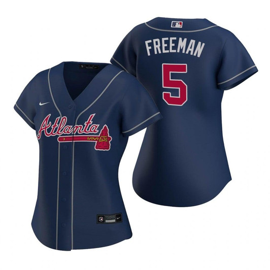 WomenS Atlanta Braves #5 Freddie Freeman Navy 2020 Alternate Jersey Gift For Atlanta Braves Fan