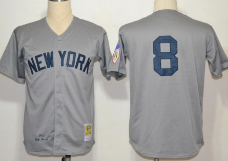Yogi Berra #8 New York Yankees 1951 Wool Limited Throwback Jersey - Gray