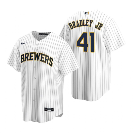 Mens Milwaukee Brewers #41 Jackie Bradley Jr. Alternate Navy White Jersey Gift For Brewers Fans