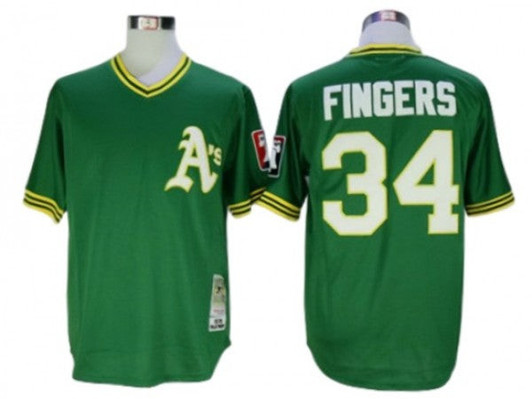 Oakland Athletics #34 1976 Rollie Fingers Limited Throwback Jersey - Green