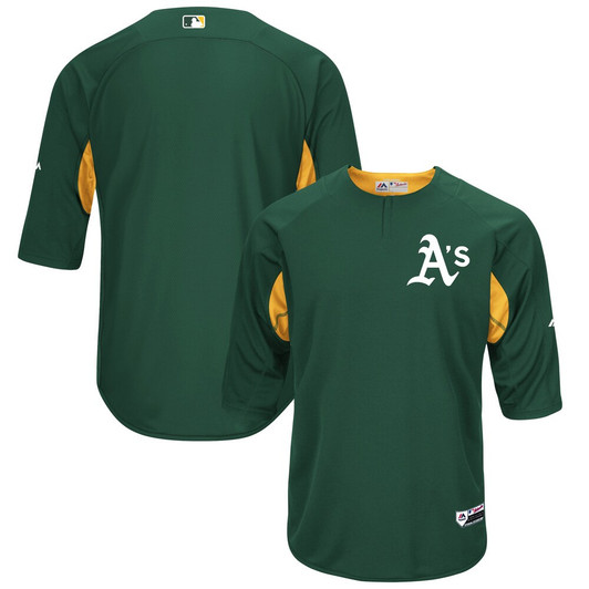 Oakland Athletics #34 Majestic On Field Sleeve Greengold Limited Batting Practice Jersey