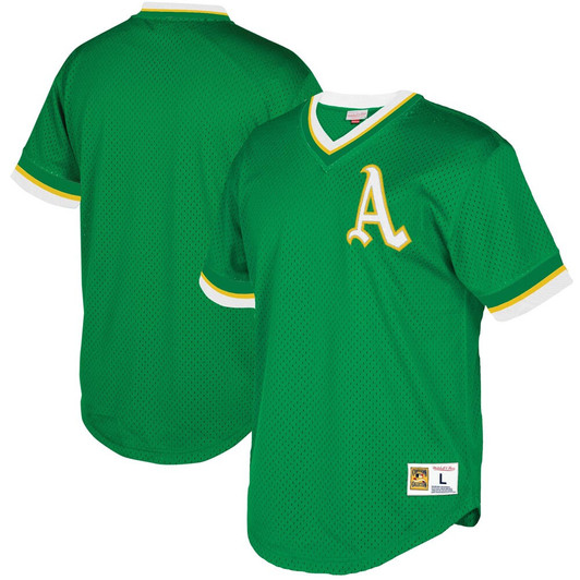Oakland Athletics Mitchell Ness Mesh V Neck Limited Jersey - Green