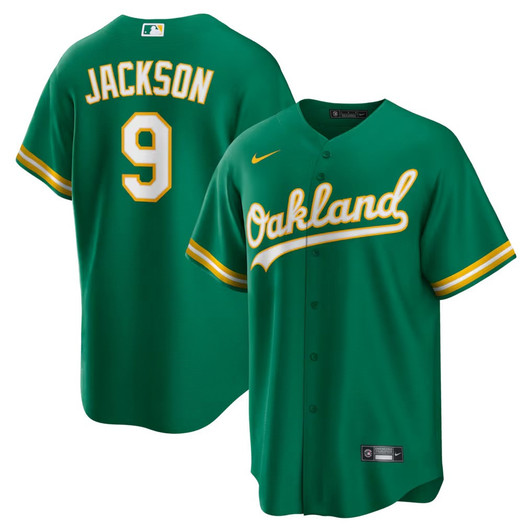 Reggie Jackson #9 Oakland Athletics Alternate Cooperstown Limited Retired Player Jersey - Kelly Green