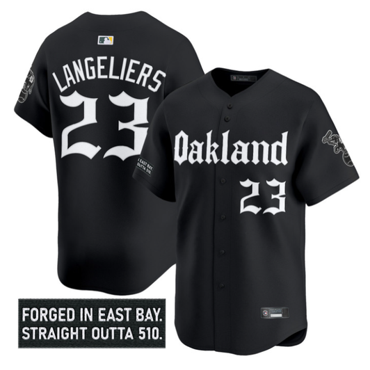 Shea Langeliers #23 Oakland Athletics Gothic East Bay Edition Limited Jersey - Black