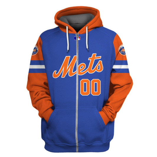 New York Mets Mlb Baseball Team Logo Blue Orange Jersey Style Personalized Number Name Gift For Mets And Baseball Fans Hoodie