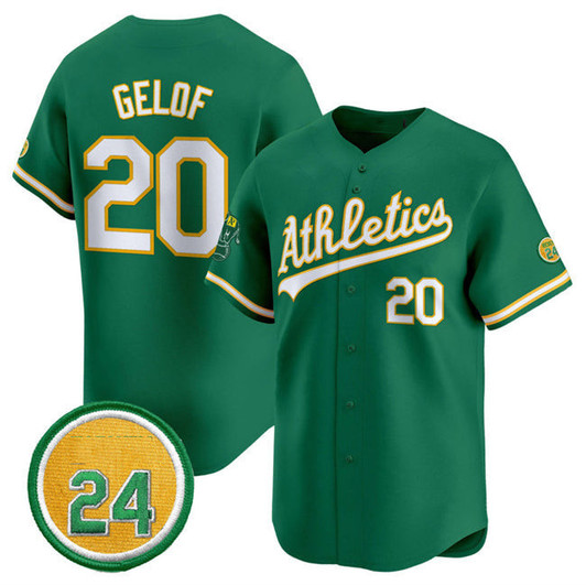 Zack Gelof #20 Oakland Athletics 2024 Limited Rickey Henderson Patch Jersey - Green