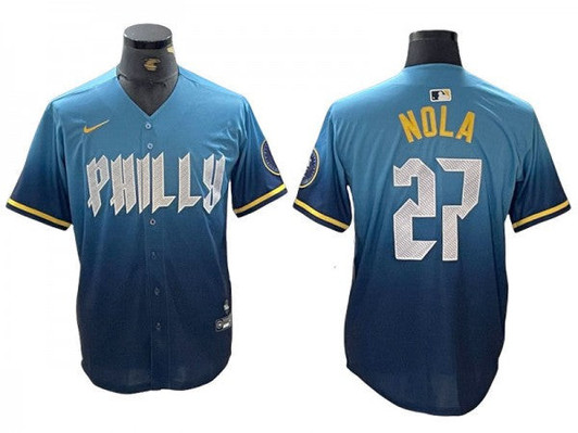 Aaron Nola #27 Philadelphia Phillies 2024 City Connect Limited Jersey - Blue