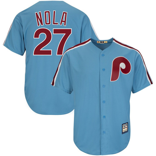 Aaron Nola #27 Philadelphia Phillies Majestic Alternate Cool Base Cooperstown Limited Player Jersey - Light Blue
