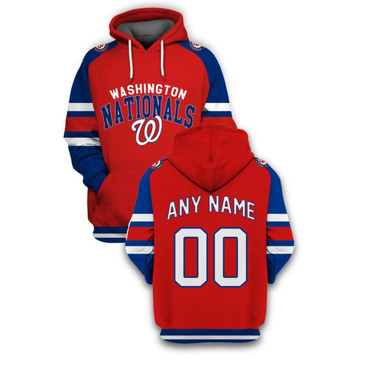 Washington Nationals #00 3D Personalized Red Jersey Style Gift With Custom Number Name For Nationals Fans Hoodie