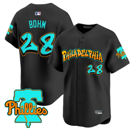 Alec Bohm #28 Philadelphia Phillies Graffiti Broad Street Edition Limited Jersey - Black