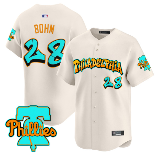 Alec Bohm #28 Philadelphia Phillies Graffiti Broad Street Edition Limited Jersey - Cream