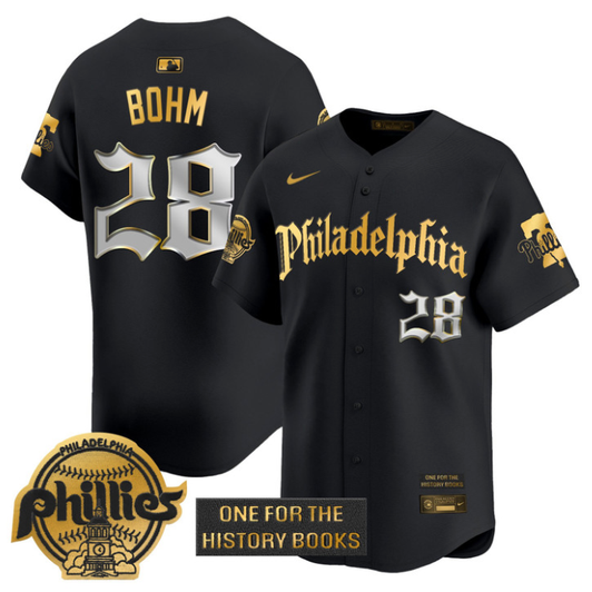 Alec Bohm #28 Philadelphia Phillies Retro Newspaper Edition Vapor Premier Stitche Jersey - Gold