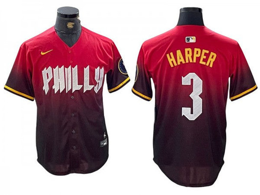Bryce Harper #3 Philadelphia Phillies 2024 City Connect Limited Jersey - Red