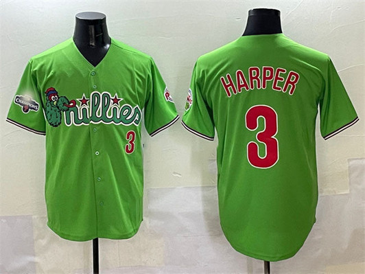 Bryce Harper #3 Philadelphia Phillies 2024 Light Phanatic Division Ch Limited Jersey - Green