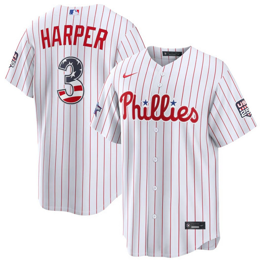 Bryce Harper #3 Philadelphia Phillies 2026 Star Edition Stars Stripes Stadium Limited Jersey - White