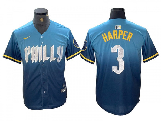 Bryce Harper #3 Philadelphia Phillies City Connect Bue Limited Jersey