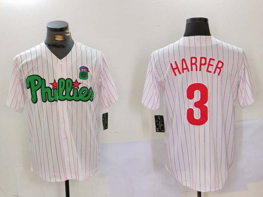 Bryce Harper #3 Philadelphia Phillies Cool Base Baseball Je Limited Jersey - White Green