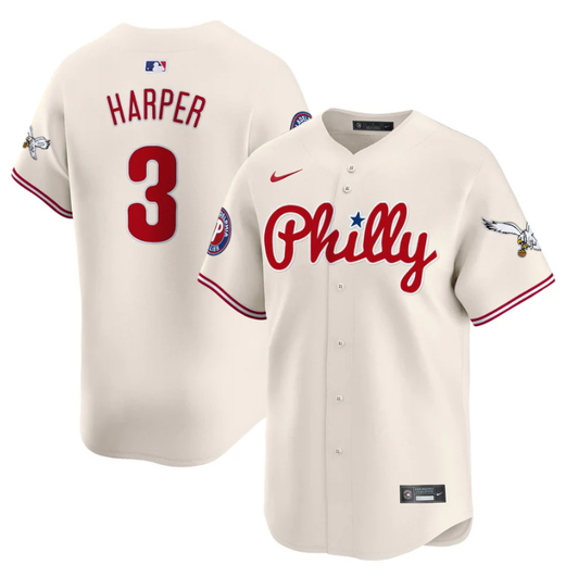 Bryce Harper #3 Philadelphia Phillies Eagles Vapor Premier Limited Jersey - Cream