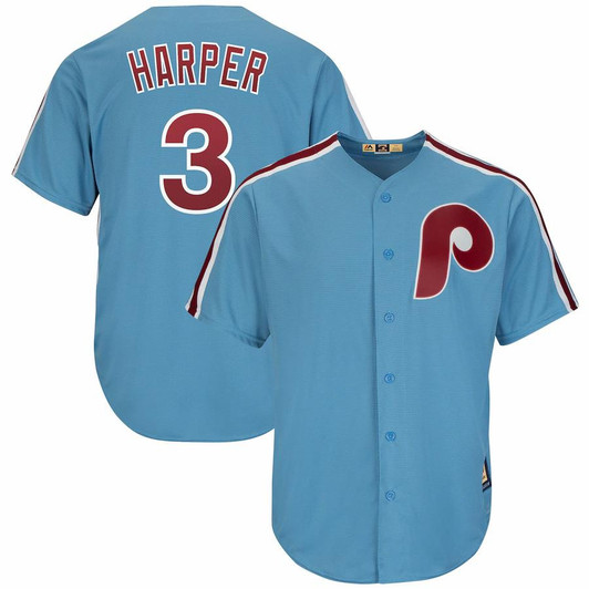 Bryce Harper #3 Philadelphia Phillies Majestic Cool Base Cooperstown Limited Player Jersey - Light Blue