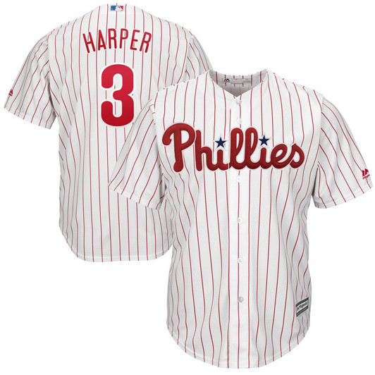 Bryce Harper #3 Philadelphia Phillies Majestic Home Cool Base Whitescarlet Limited Player Jersey