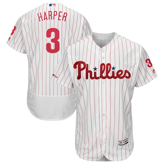 Bryce Harper #3 Philadelphia Phillies Majestic Home Limited Flex Base Player Jersey - White