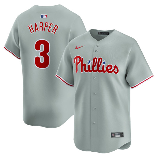 Bryce Harper #3 Philadelphia Phillies Nike Away Limited Player Jersey - Gray