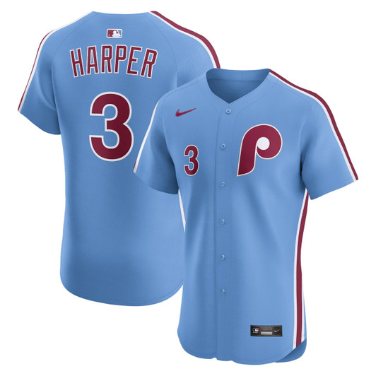 Bryce Harper #3 Philadelphia Phillies Nike Men'S Alternate Elite Jersey - Light Blue