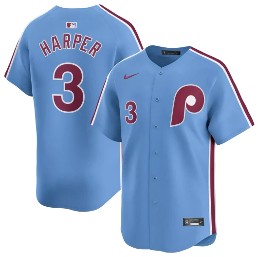 Bryce Harper #3 Philadelphia Phillies Nike Men'S Limited Cool Base Jersey - Blue