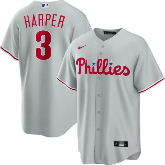 Bryce Harper #3 Philadelphia Phillies Nike Men'S Limited Cool Base Jersey - Grey