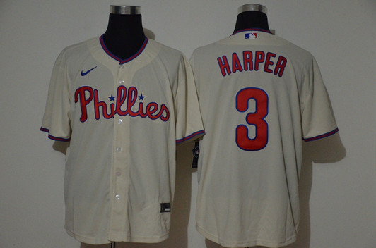 Bryce Harper #3 Philadelphia Phillies Nike Mens Limited Cool Base Jersey - Cream